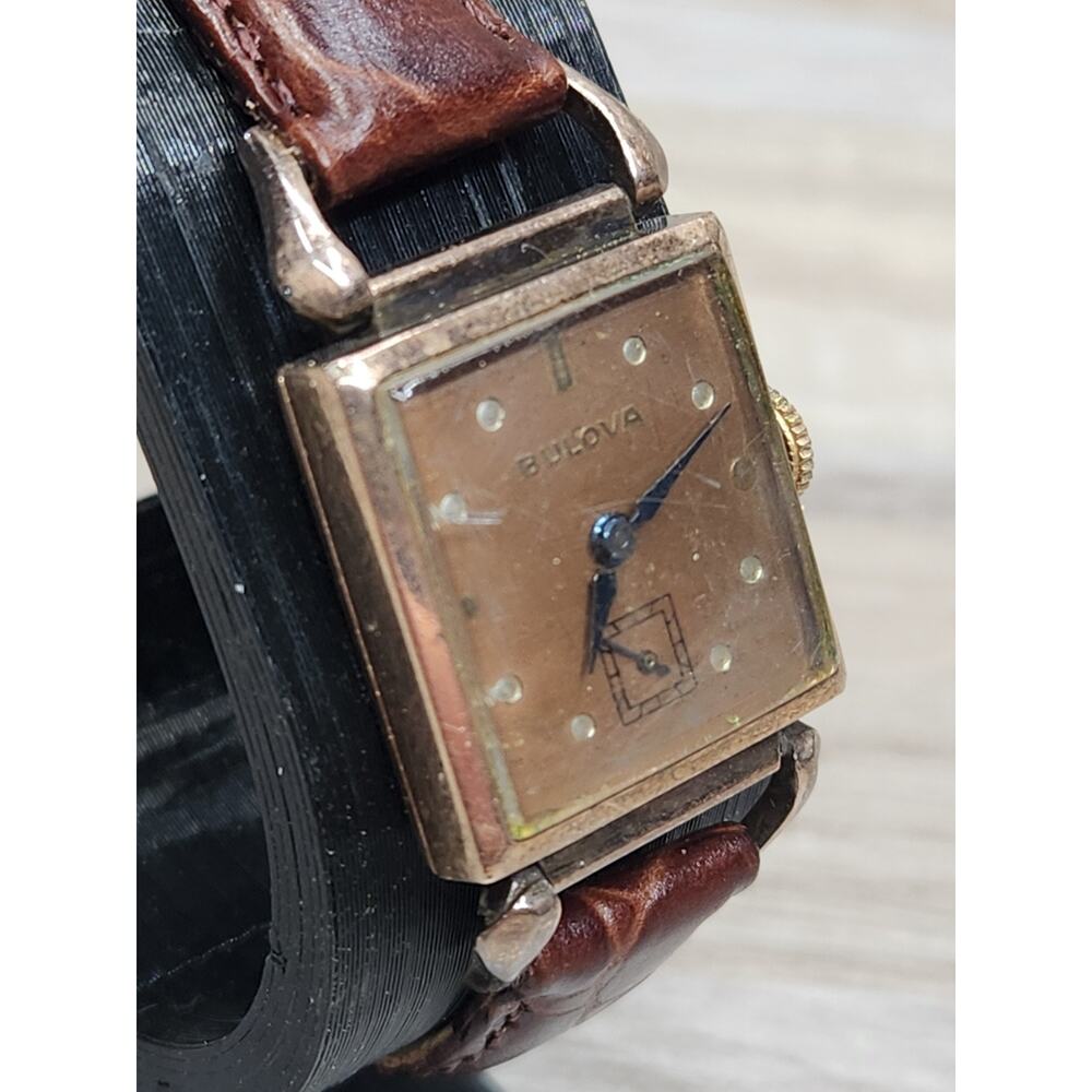 1940's Bulova Conrad Watch 14kt Rose Gold Filled, Running, Runs Fast - Picture 3 of 10